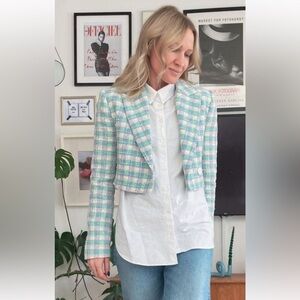 Zara cropped tweed blazer bloggers fav Size XL NWT